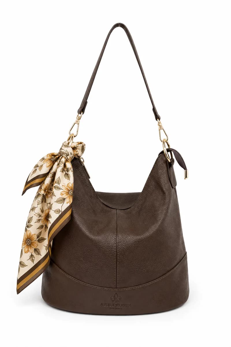 Bolso Sicilia marrón oscuro - bolso de hombro piel italiana