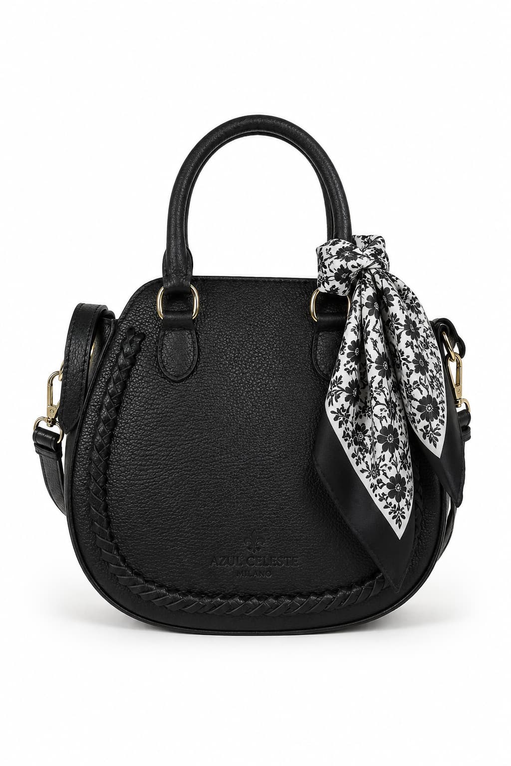 Bolso Libertà negro - piel trenzada | Azul Celeste Milano