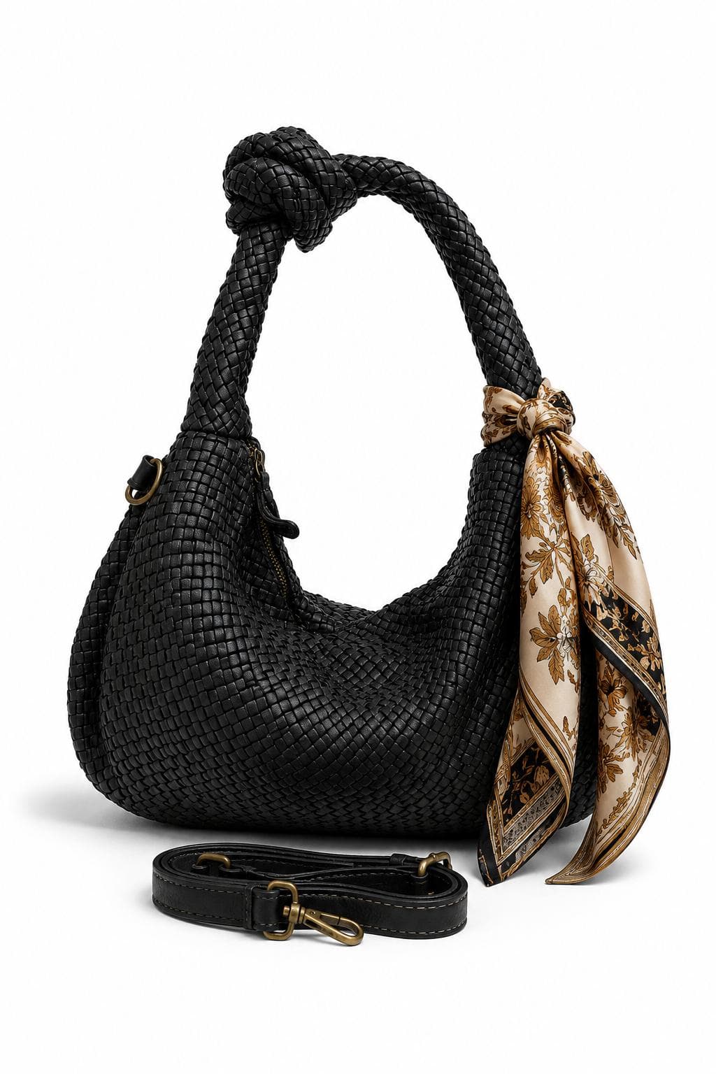 Bolso Luce de Milano negro - piel trenzada | Azul Celeste Milano