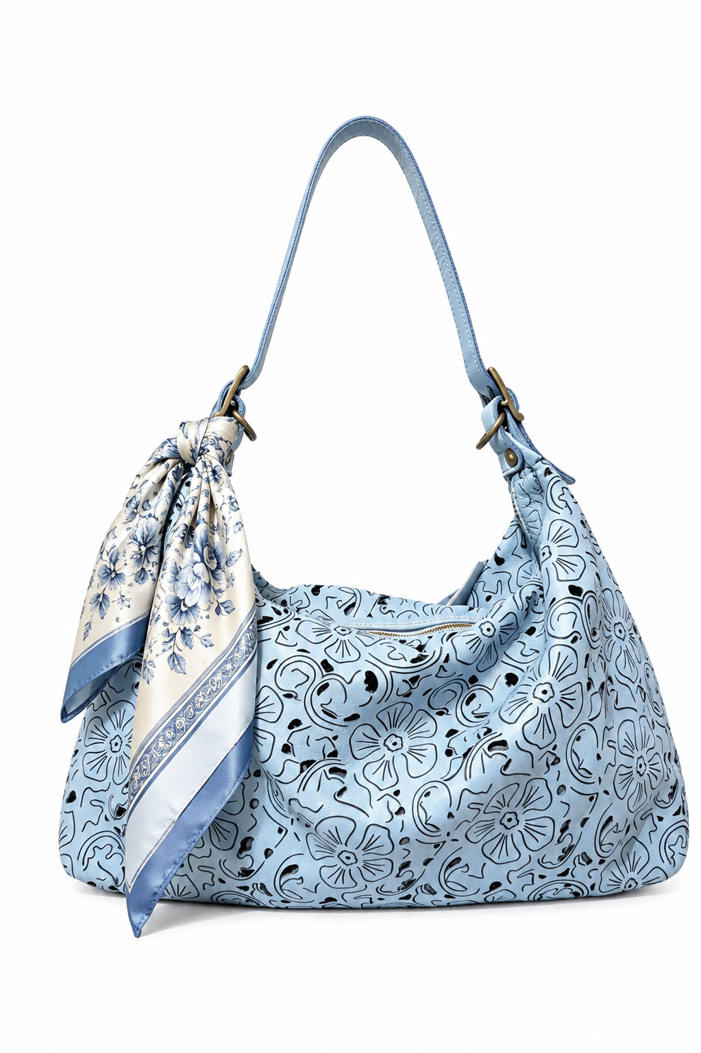 Bolso Fiora piel lavada en azul celeste - Azul Celeste Milano