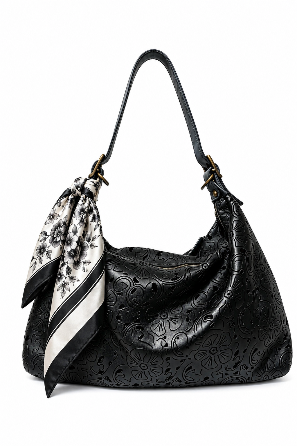 Bolso Fiora piel lavada en negro - Azul Celeste Milano