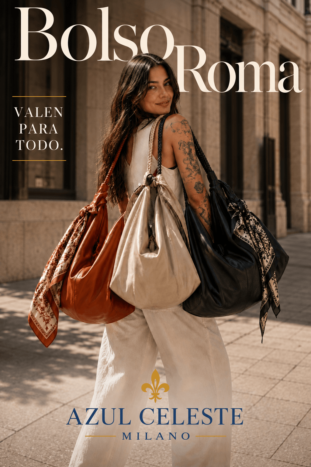Bolso Roma Piel Lavada bolso de hombro grande fabricado en Italia – Azul Celeste Milano