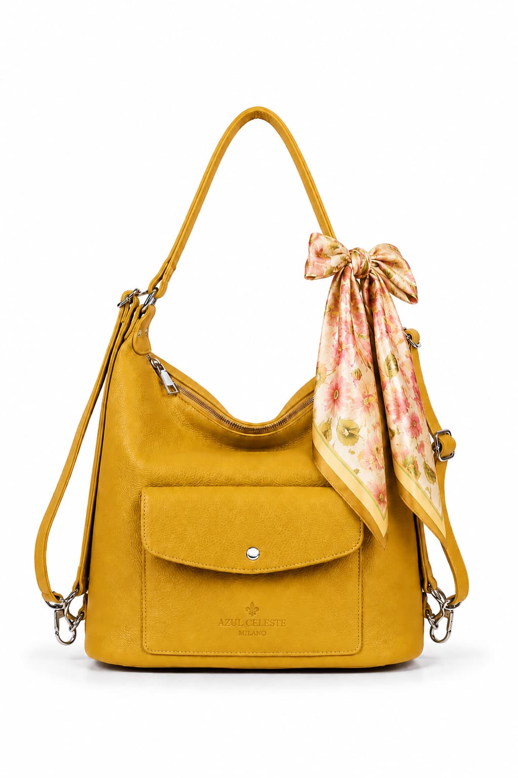 Bolso Bella Vita amarillo - mochila piel italiana