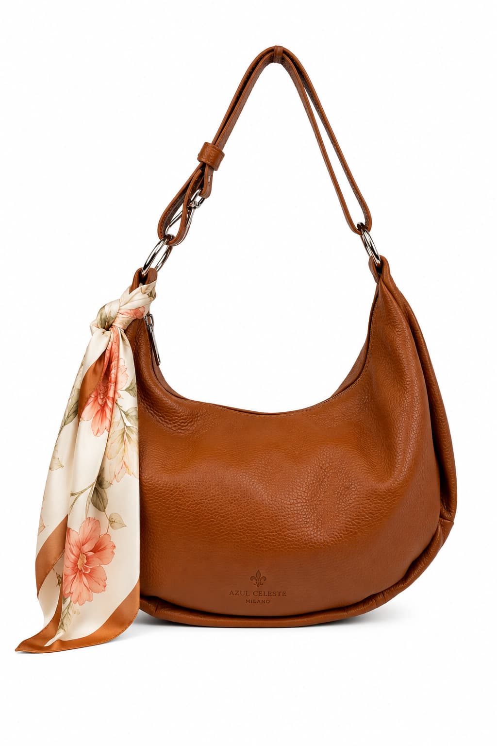 Bolso Tortellini marrón - bolso medialuna piel italiana | Azul Celeste Milano