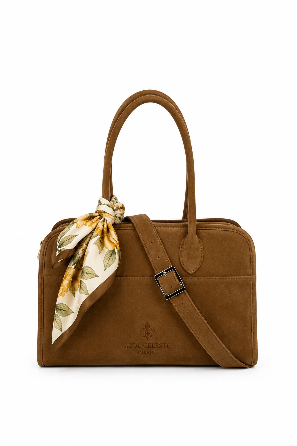 Bolso Positano marrón - bolso de hombro en gamuza | Azul Celeste Milano