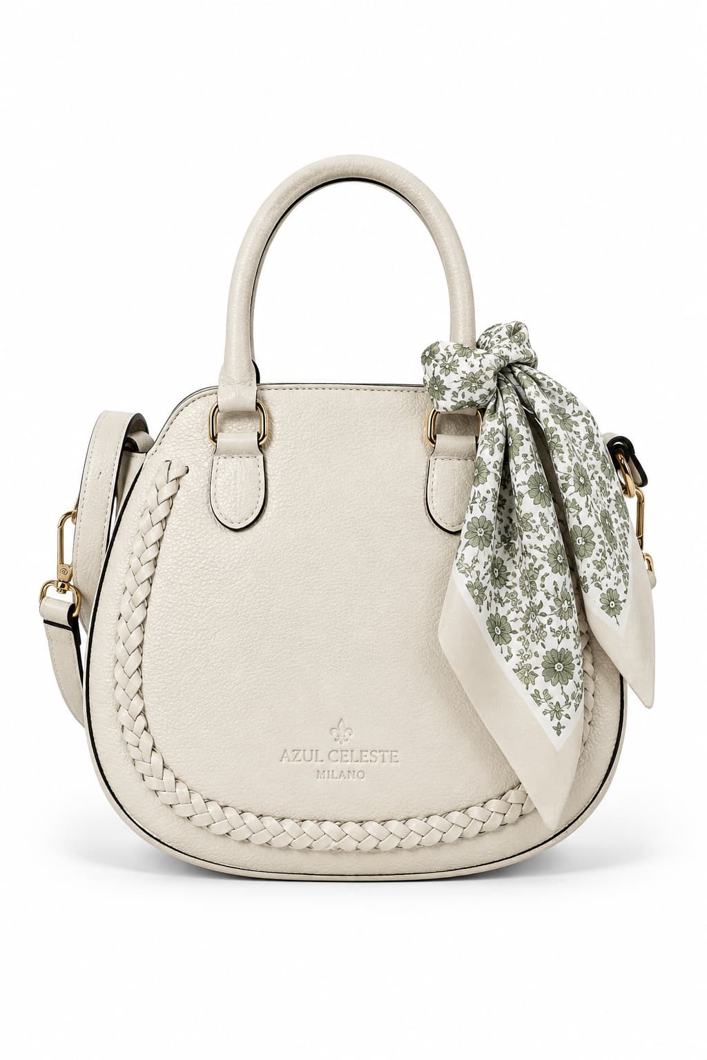 Bolso Libertà crema marfil - piel trenzada | Azul Celeste Milano
