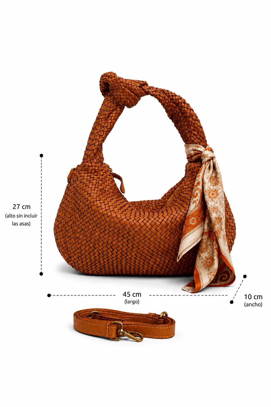 Bolso Éter- piel trenzada | Azul Celeste Milano - detalle asa