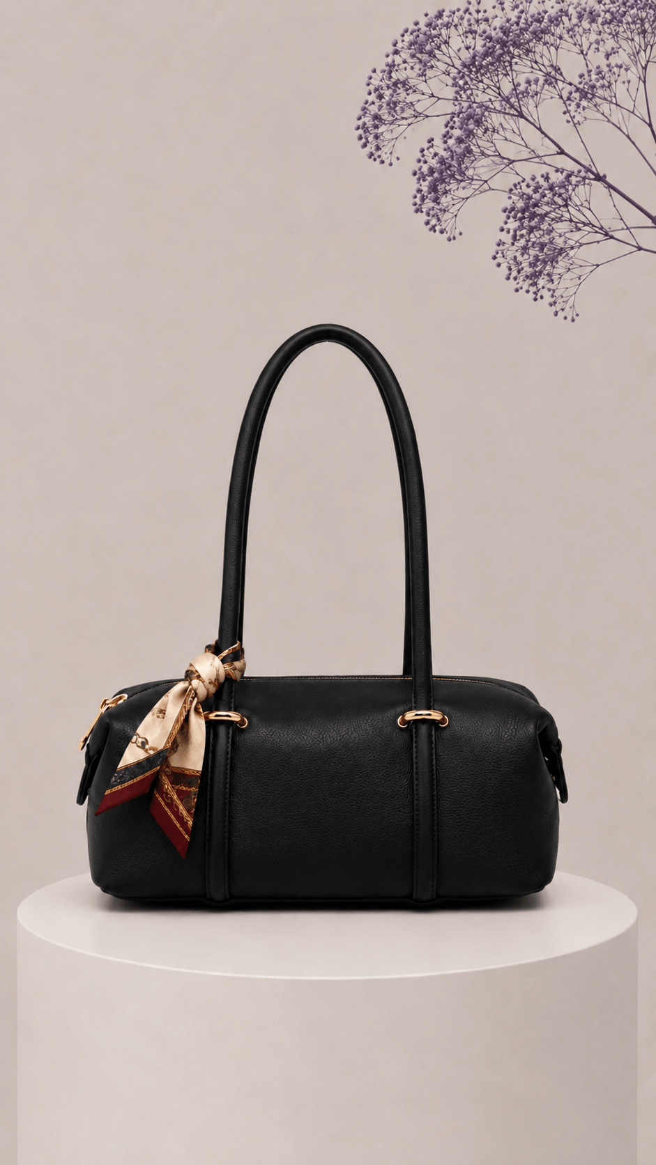 Bolso Cora en piel con pañuelo decorativo - Azul Celeste Milano