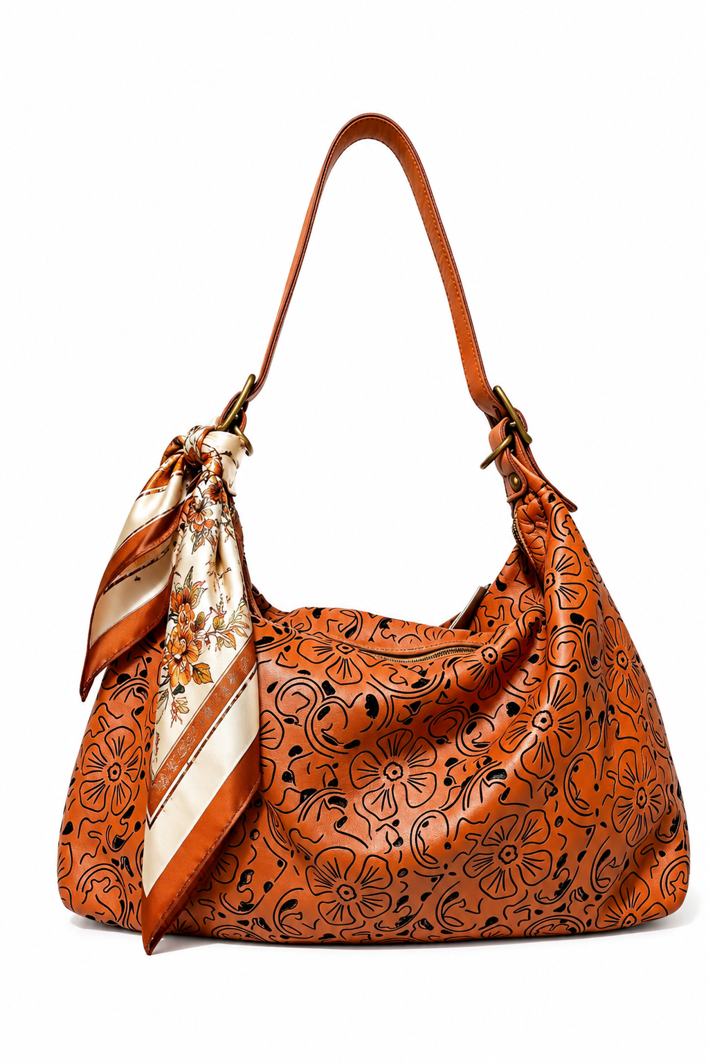 Bolso Fiora piel lavada en marrón - Azul Celeste Milano