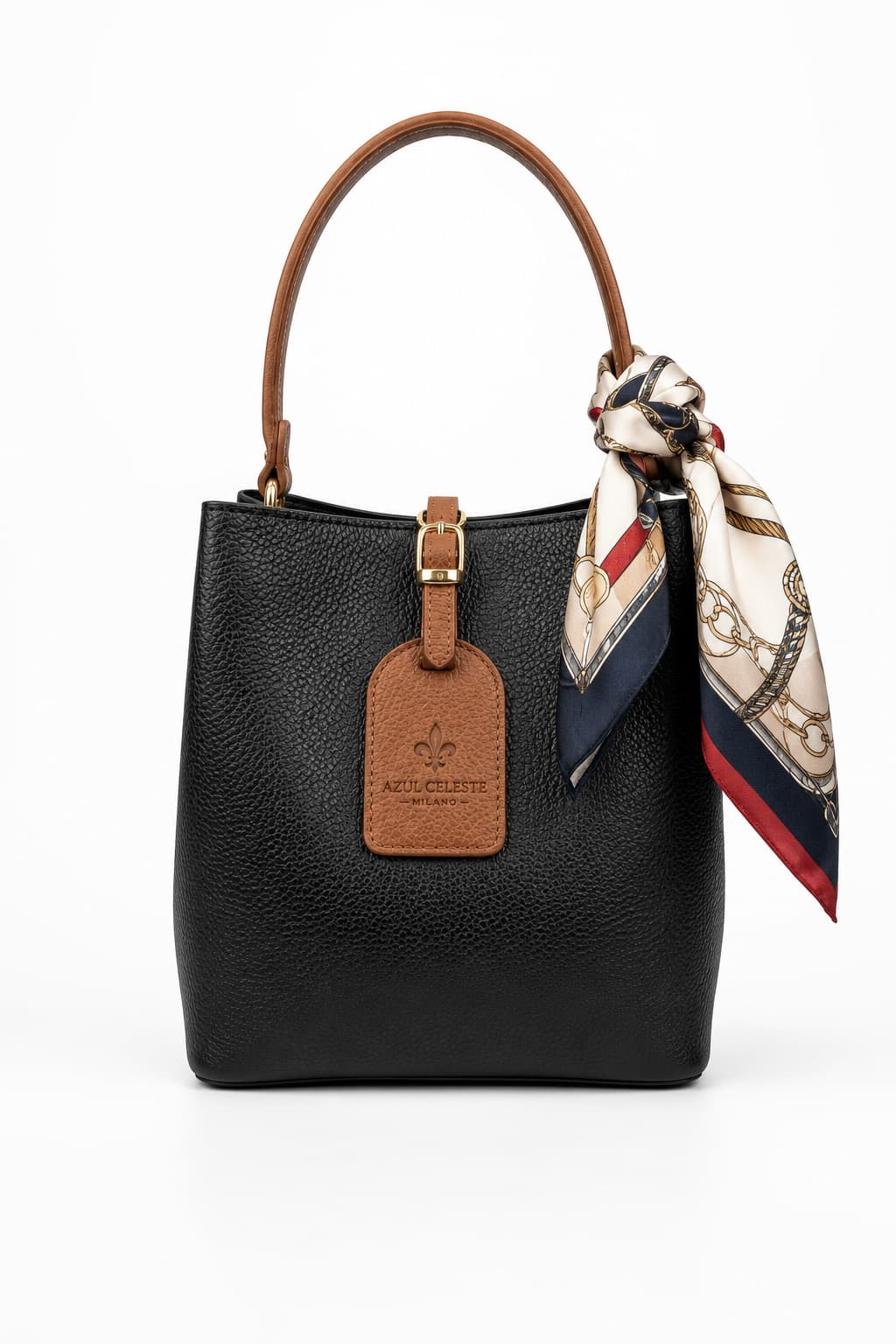 Bolso Incanto negro - bucket bag piel italiana