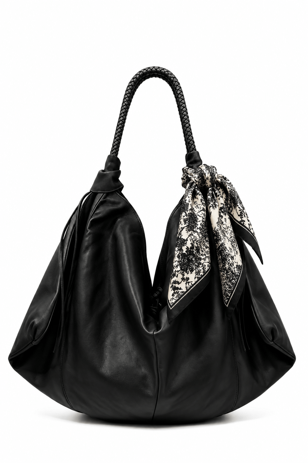 Bolso Roma Piel Lavada color Negro con asa trenzada – Azul Celeste Milano