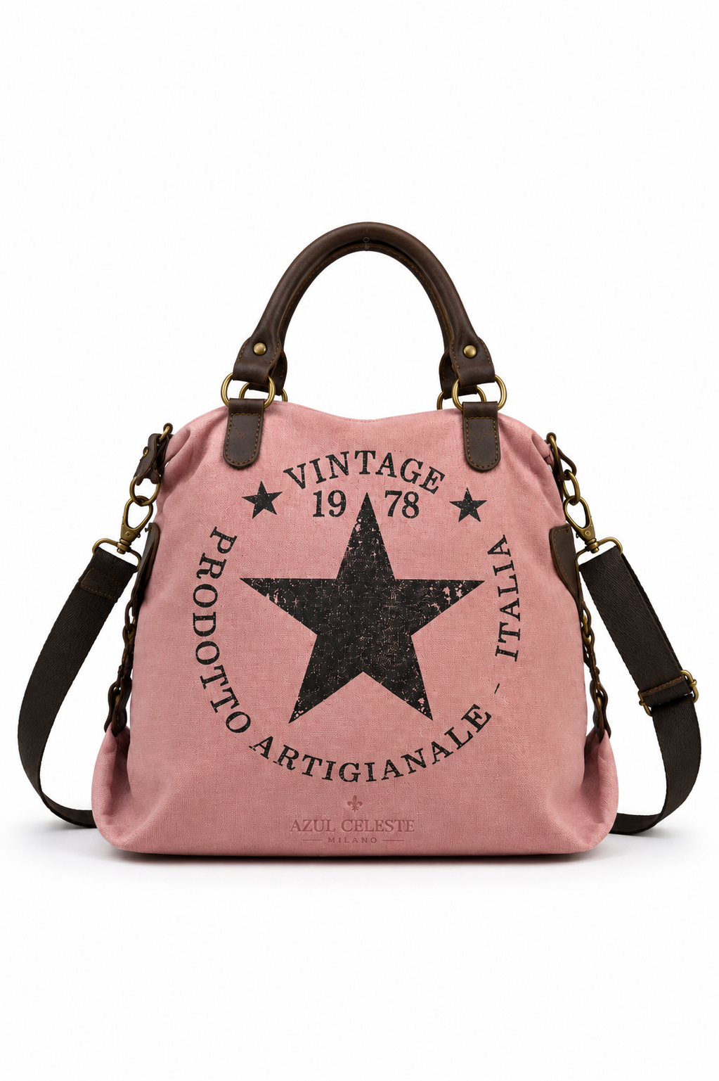 Bolso Rímini – Bolso de Lona con Asas de Piel Fabricado en Italia